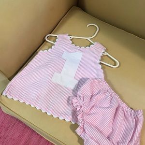 Mud Pie First Birthday Bloomer Set EUC 12-18